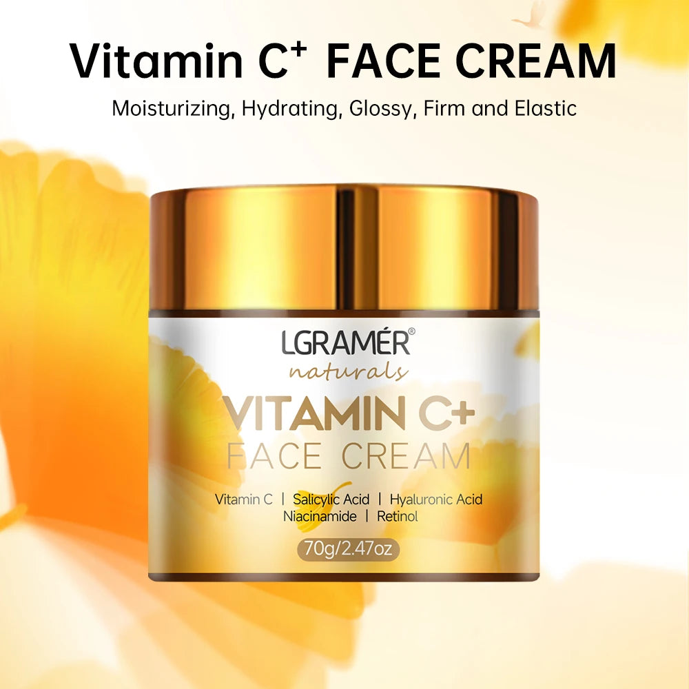 Vitamin C Face Cream Retinol Smooth Wrinkle Moisturizing Firming Hyaluronic Lightening Repairing Smooth Skincare Whitening Cream LumieveSkin