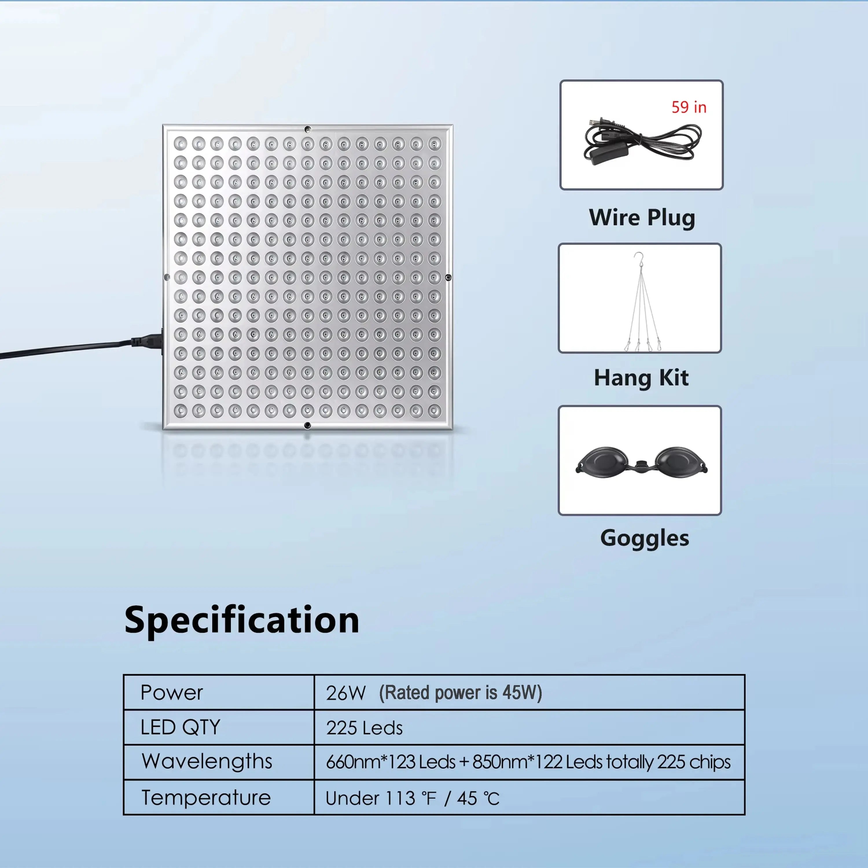 LED Red Light Therapy Panel (225 LEDs) – Anti-Aging Skin Care & Full Body Pain Relief Device Oma kauppa