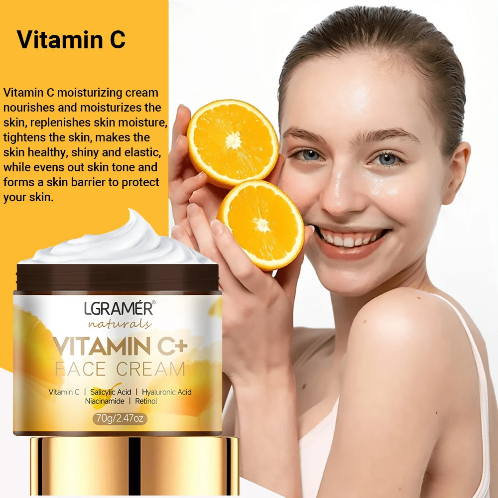Vitamin C Face Cream Retinol Smooth Wrinkle Moisturizing Firming Hyaluronic Lightening Repairing Smooth Skincare Whitening Cream LumieveSkin