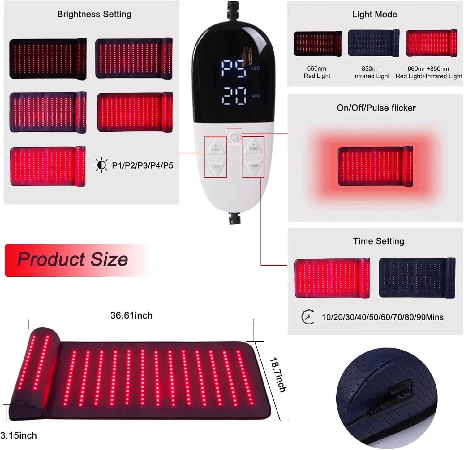 Red Light Therapy Mat with Neck Support | Infrared Pain Relief & Recovery Oma kauppa