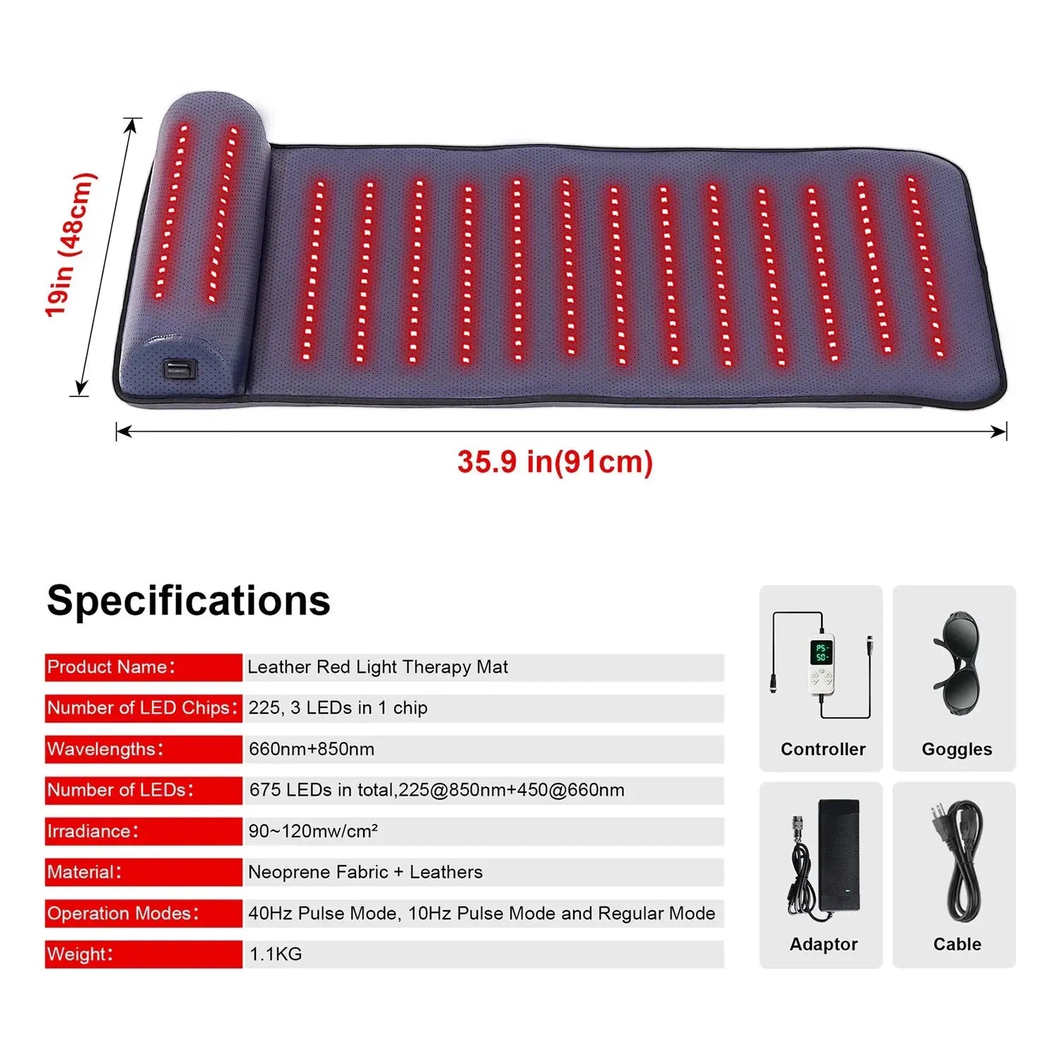 Red Light Therapy Mat with Neck Support | Infrared Pain Relief & Recovery Oma kauppa